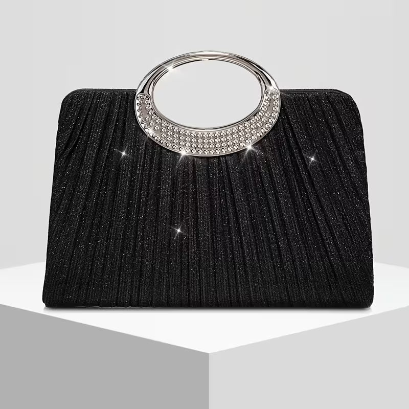 Lizzana - Sac À Main Rond Brillant À Plis