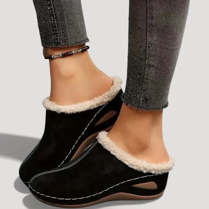 Achly - Pantoufles à Semelle Compensée en Denim Douillet