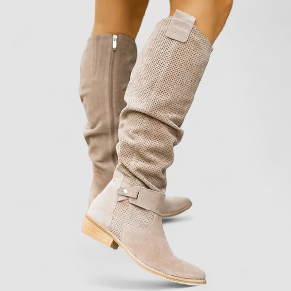 Yesinia - Bottes en Daim Montant Jusqu'aux Genoux Avec Fermeture Éclair