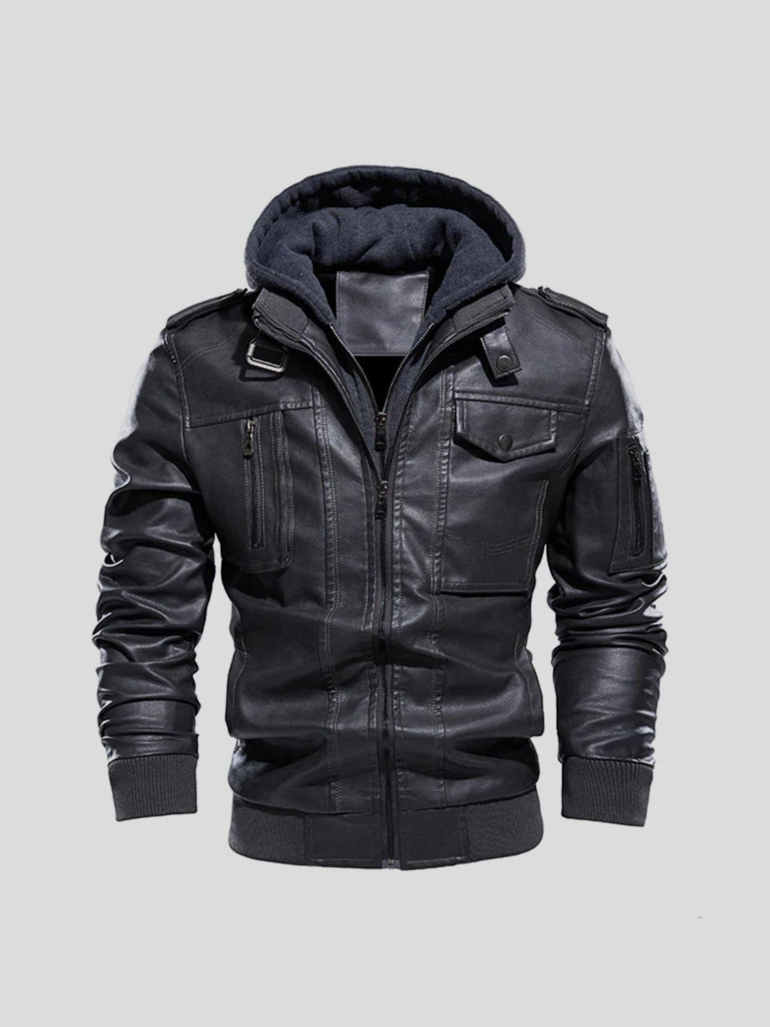 Edem - Veste en Cuir Avec Poches Zippées