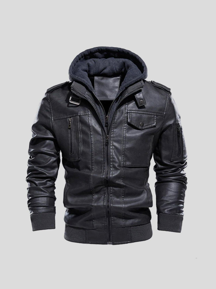 Edem - Veste en Cuir Avec Poches Zippées