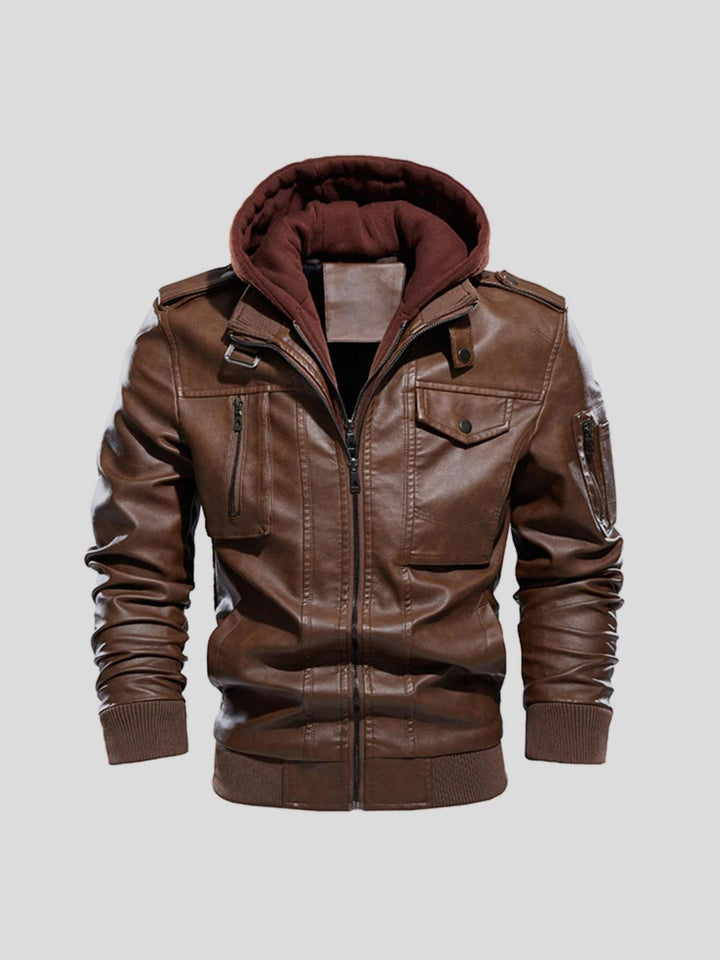 Edem - Veste en Cuir Avec Poches Zippées