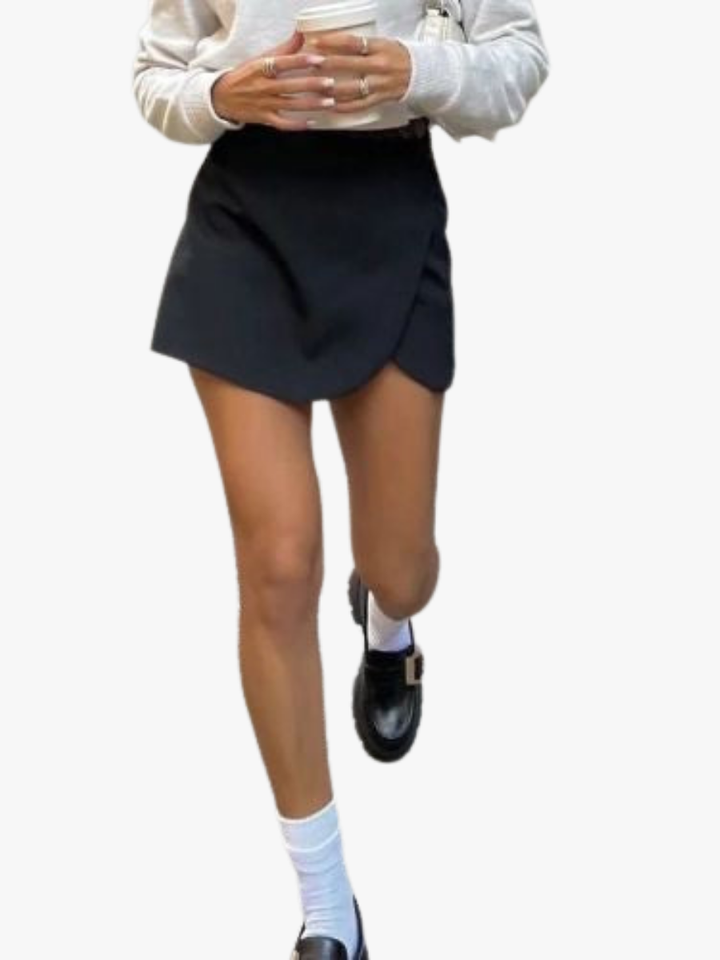 Shavina - Mini-Jupe-Short Portefeuille à Taille Haute