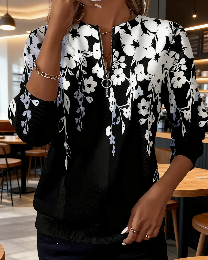 Jessalen - Sweat-Shirt Imprimé À Demi-Zip Et Col