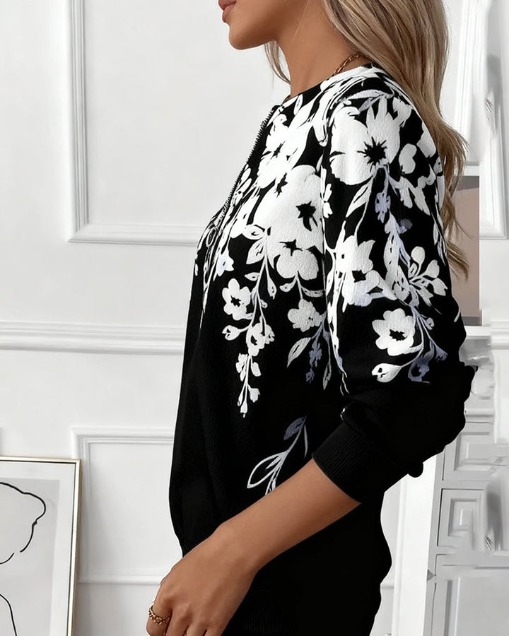 Jessalen - Sweat-Shirt Imprimé À Demi-Zip Et Col