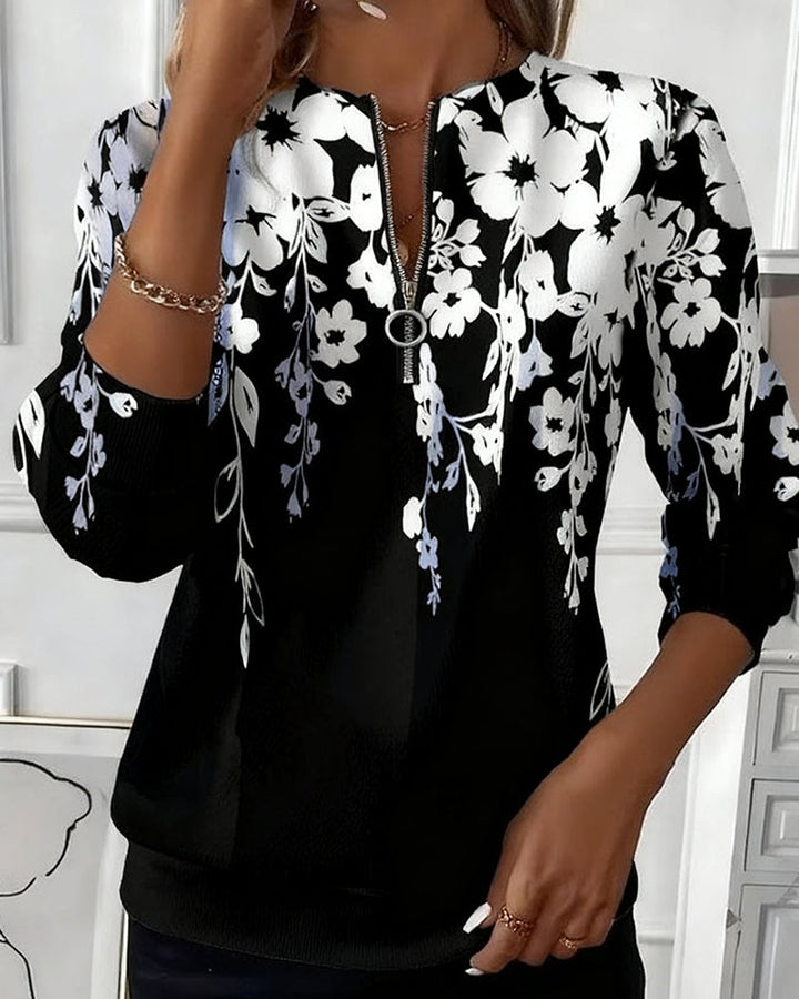 Jessalen - Sweat-Shirt Imprimé À Demi-Zip Et Col