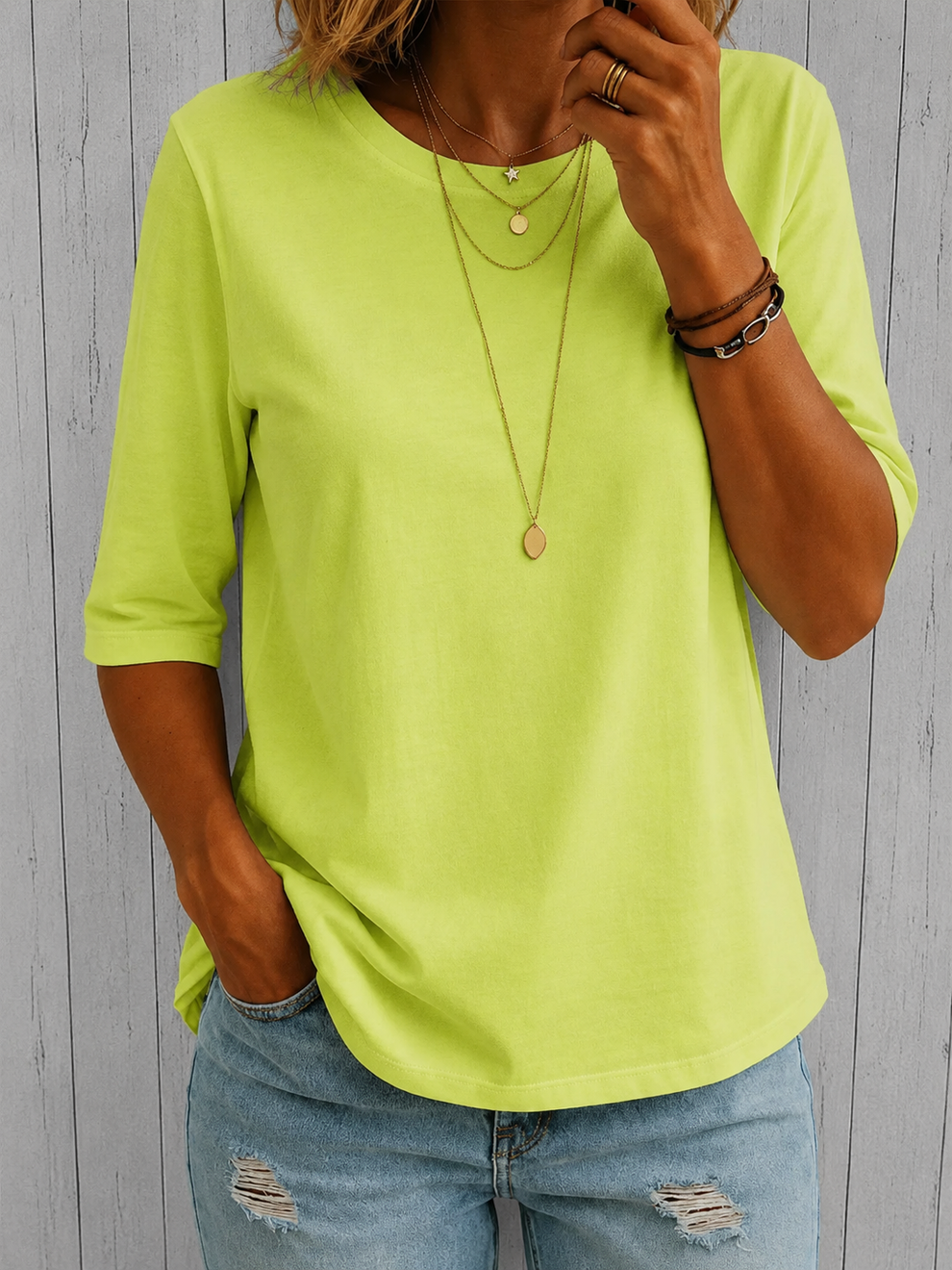 Beela - T-shirt Confortable À Col Rond