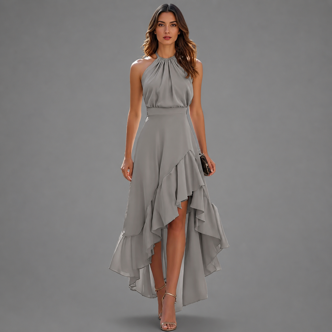 Benetou - Robe Longue Asymétrique À Volants Et Dos Nu