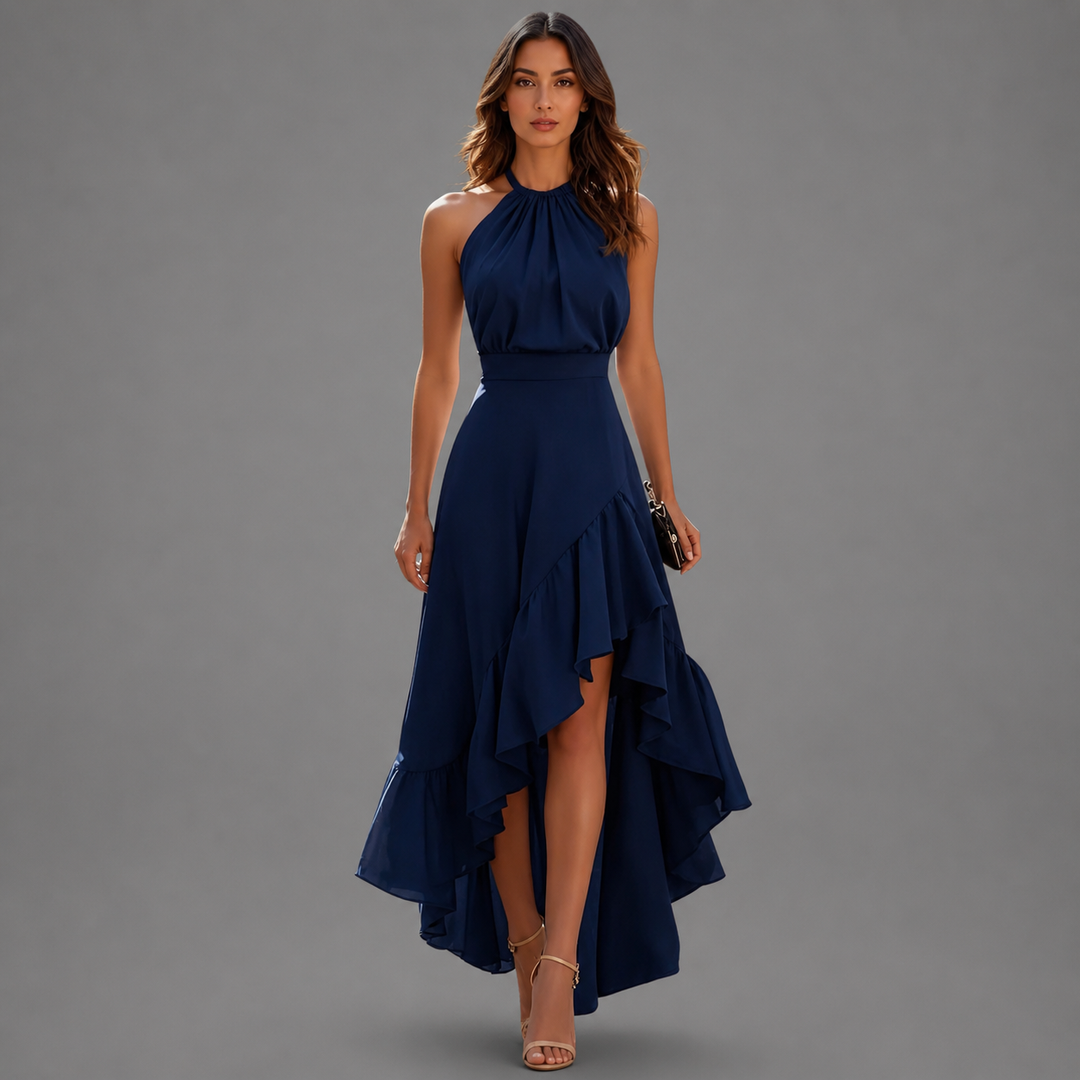 Benetou - Robe Longue Asymétrique À Volants Et Dos Nu