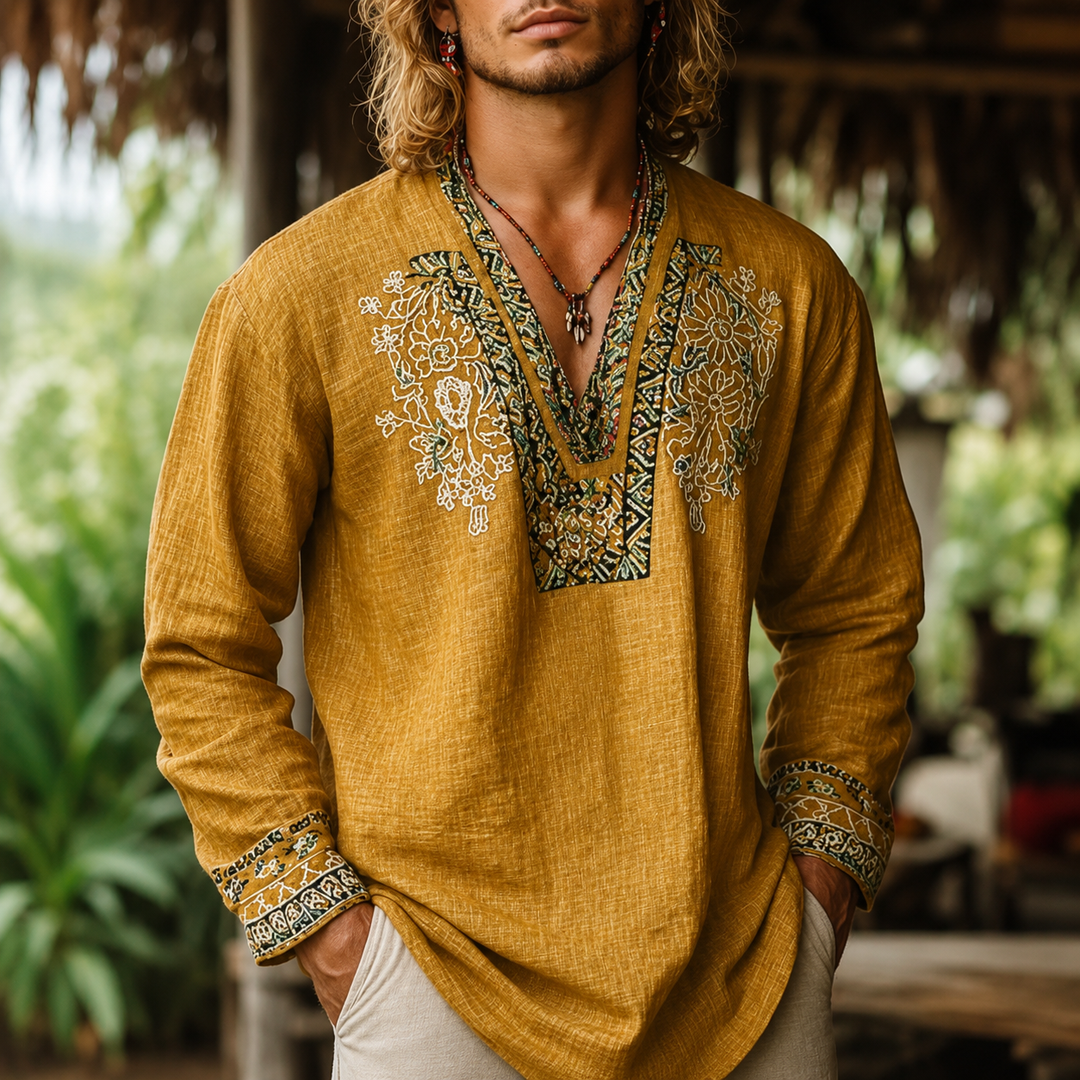 Tayson - Chemise d'été Brodée De Style Bohème