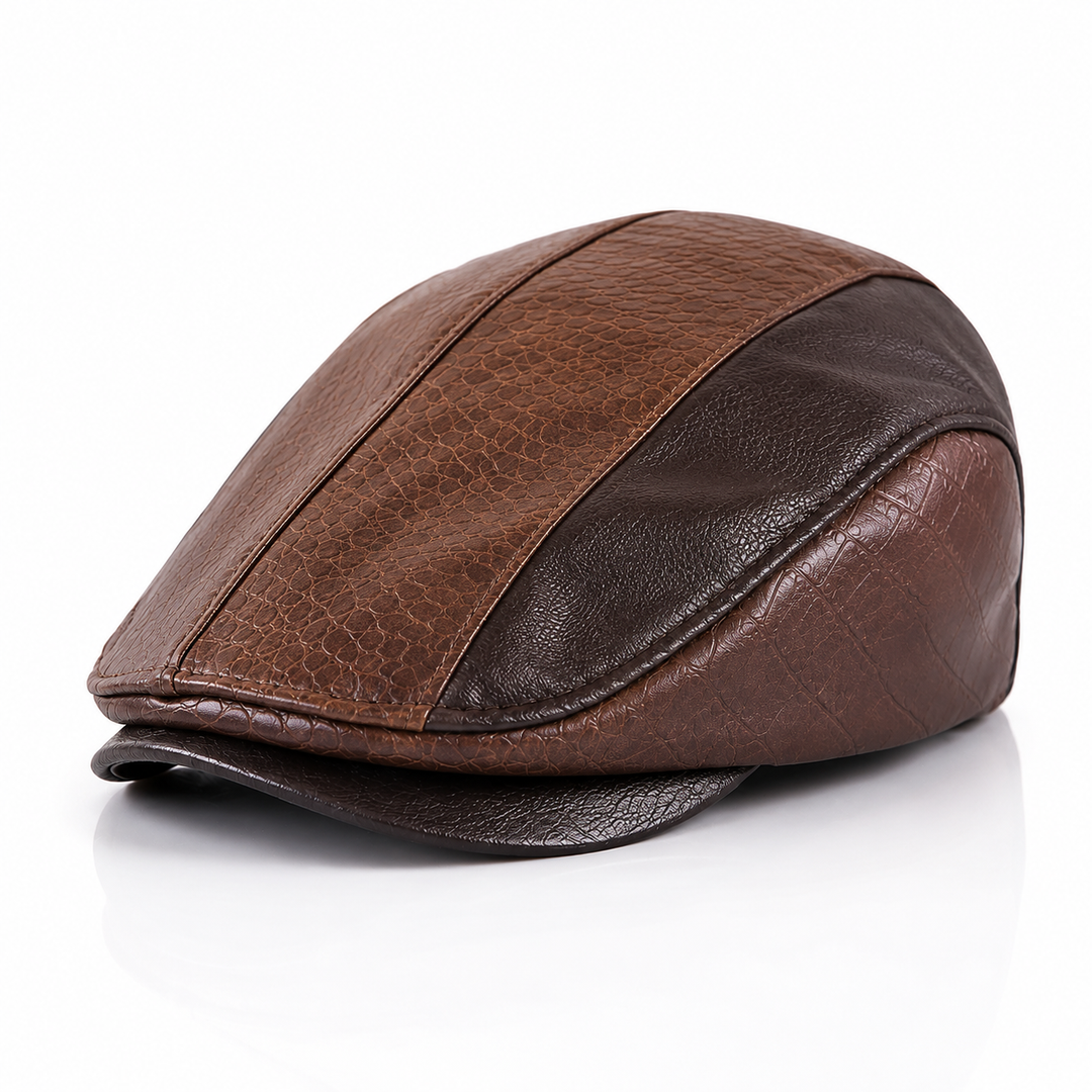 Crowncraft - Casquette Plate Élégante en Cuir