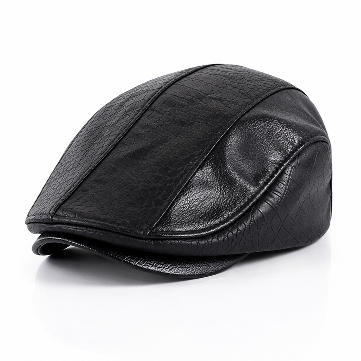 Crowncraft - Casquette Plate Élégante en Cuir