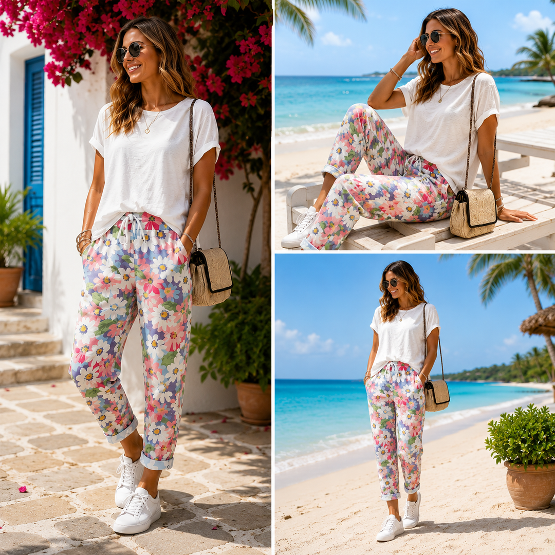 Leyza - Pantalon Fuselé à Imprimé Floral