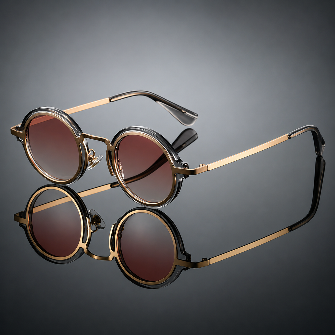 OrbitShade - Lunettes De Soleil Rondes à Monture Métallique Rétro