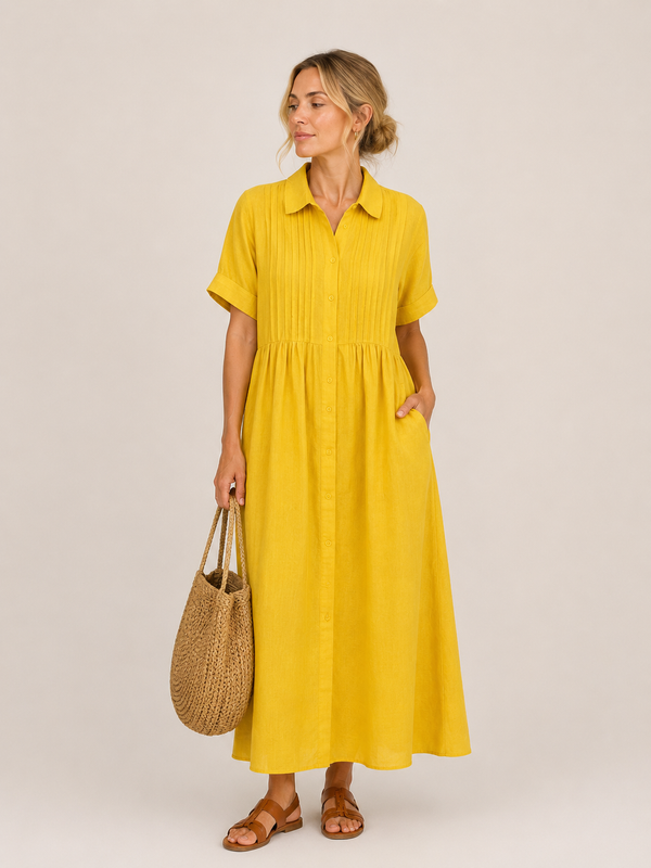 Anjali - Robe mi-Longue Style Chemise d'été