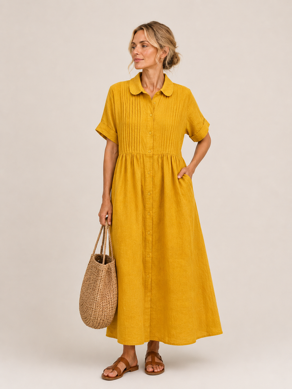Anjali - Robe mi-Longue Style Chemise d'été