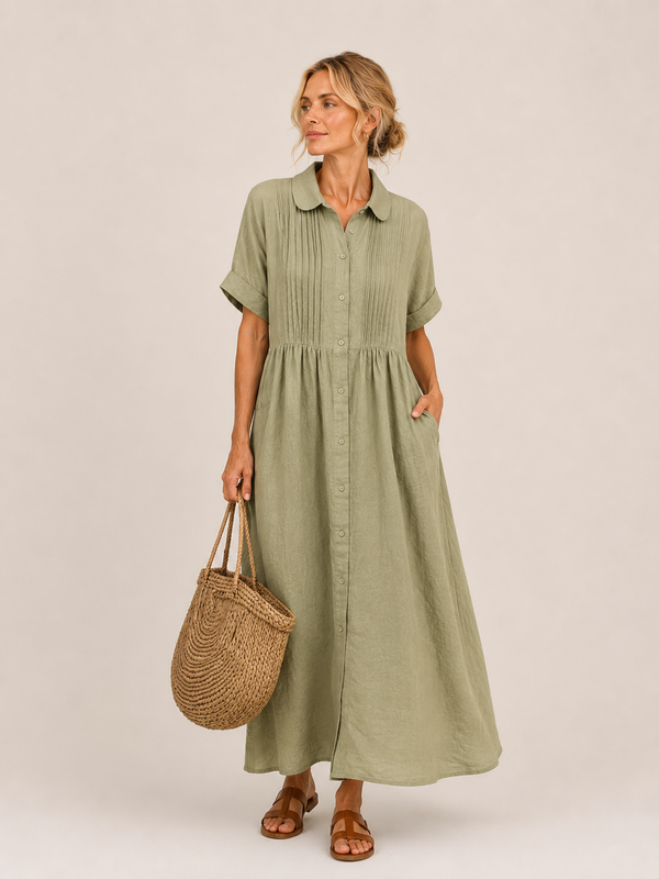 Anjali - Robe mi-Longue Style Chemise d'été