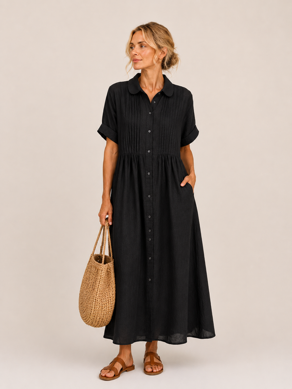 Anjali - Robe mi-Longue Style Chemise d'été