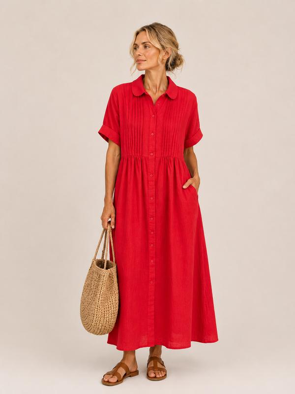 Anjali - Robe mi-Longue Style Chemise d'été