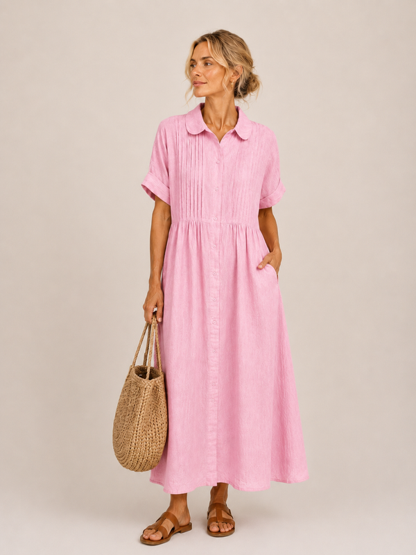 Anjali - Robe mi-Longue Style Chemise d'été