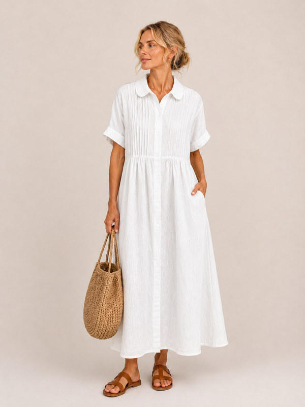 Anjali - Robe mi-Longue Style Chemise d'été