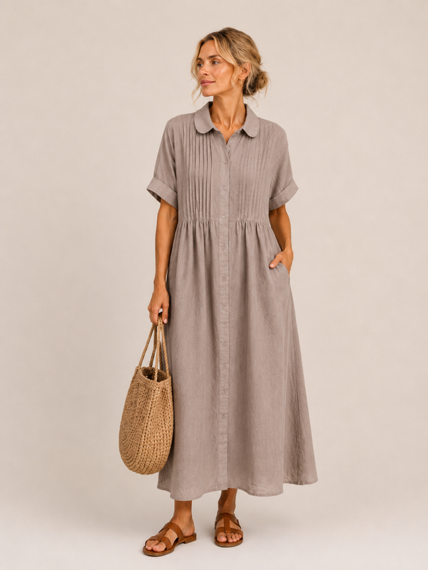 Anjali - Robe mi-Longue Style Chemise d'été