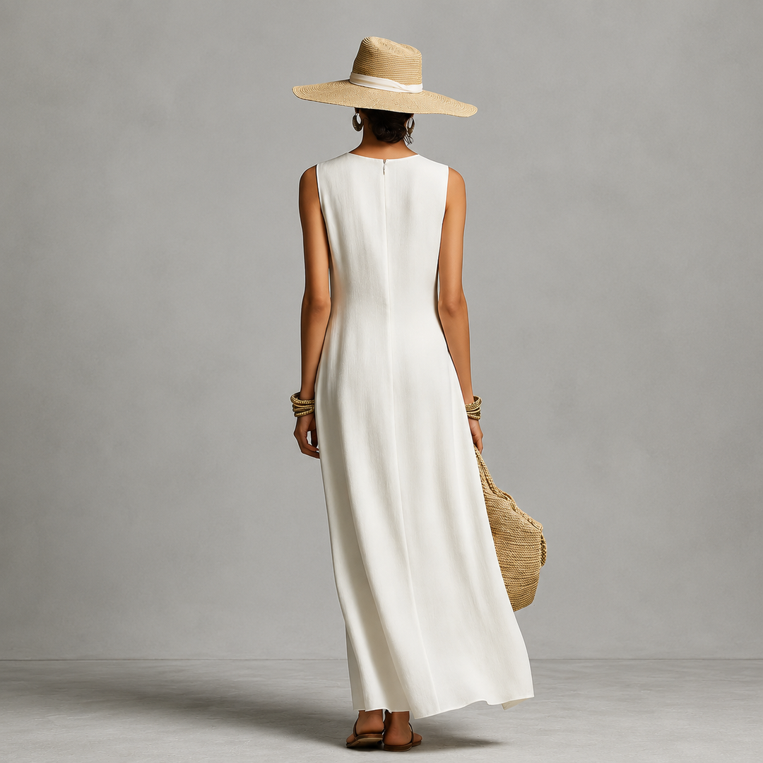 Hishina - Robe Longue Asymétrique Sans Manches En Lin