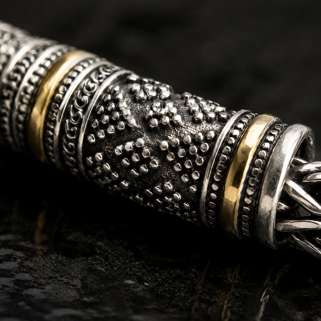 Jalair - Bracelet En Acier Inoxydable Gravé, Style Corde