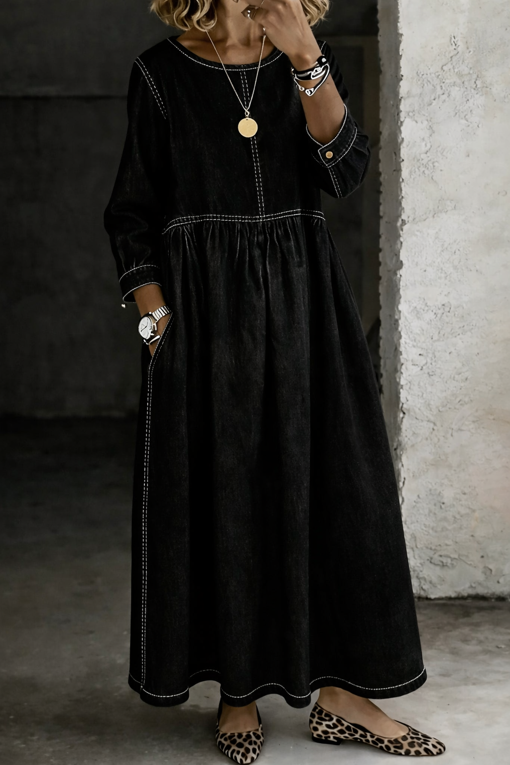 Stelzer - Robe Longue En Jean à Col Rond