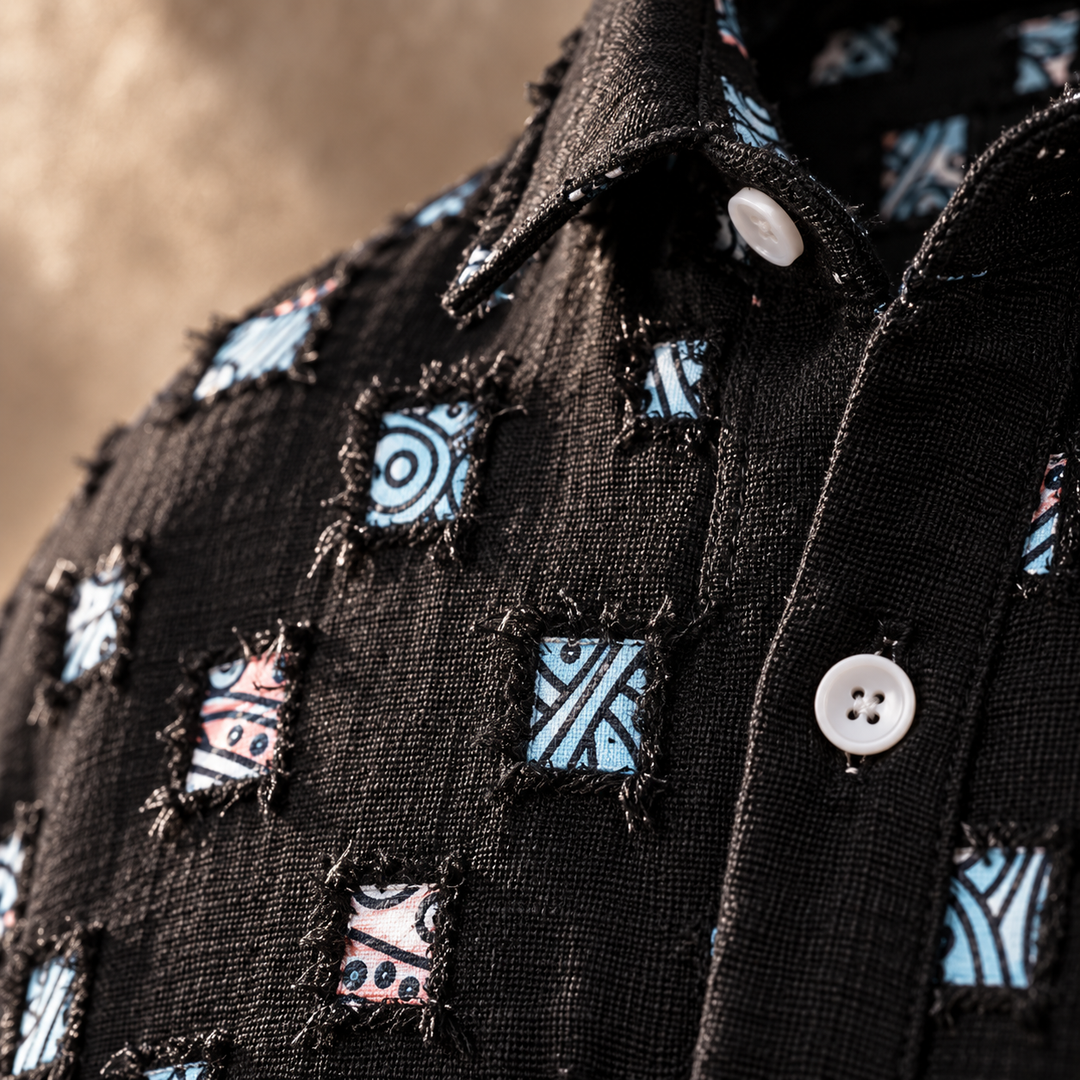 Lipsey - Chemise à manches longues boutonnée avec motif de carrés texturés