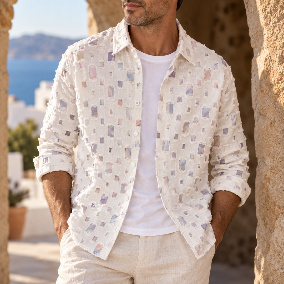 Lipsey - Chemise à manches longues boutonnée avec motif de carrés texturés