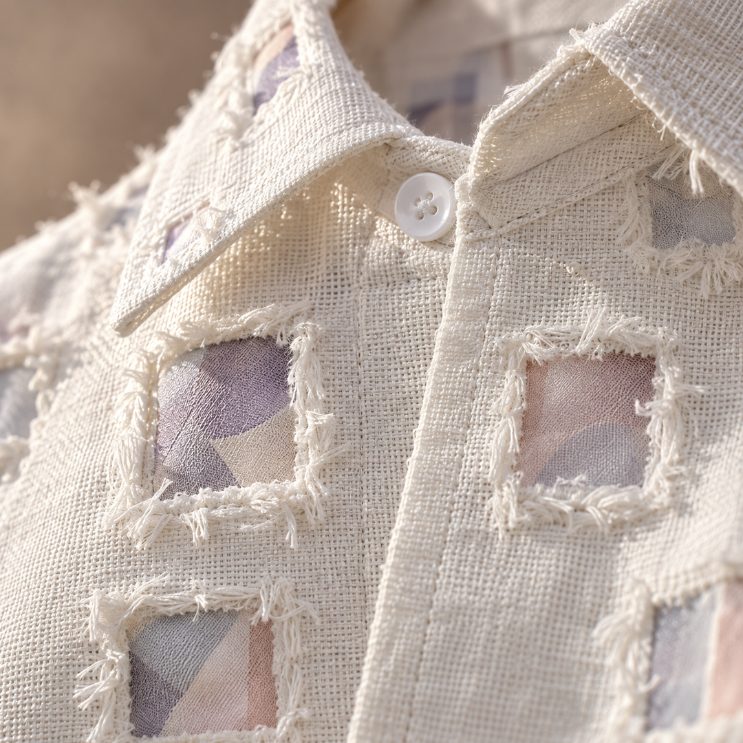Lipsey - Chemise à manches longues boutonnée avec motif de carrés texturés