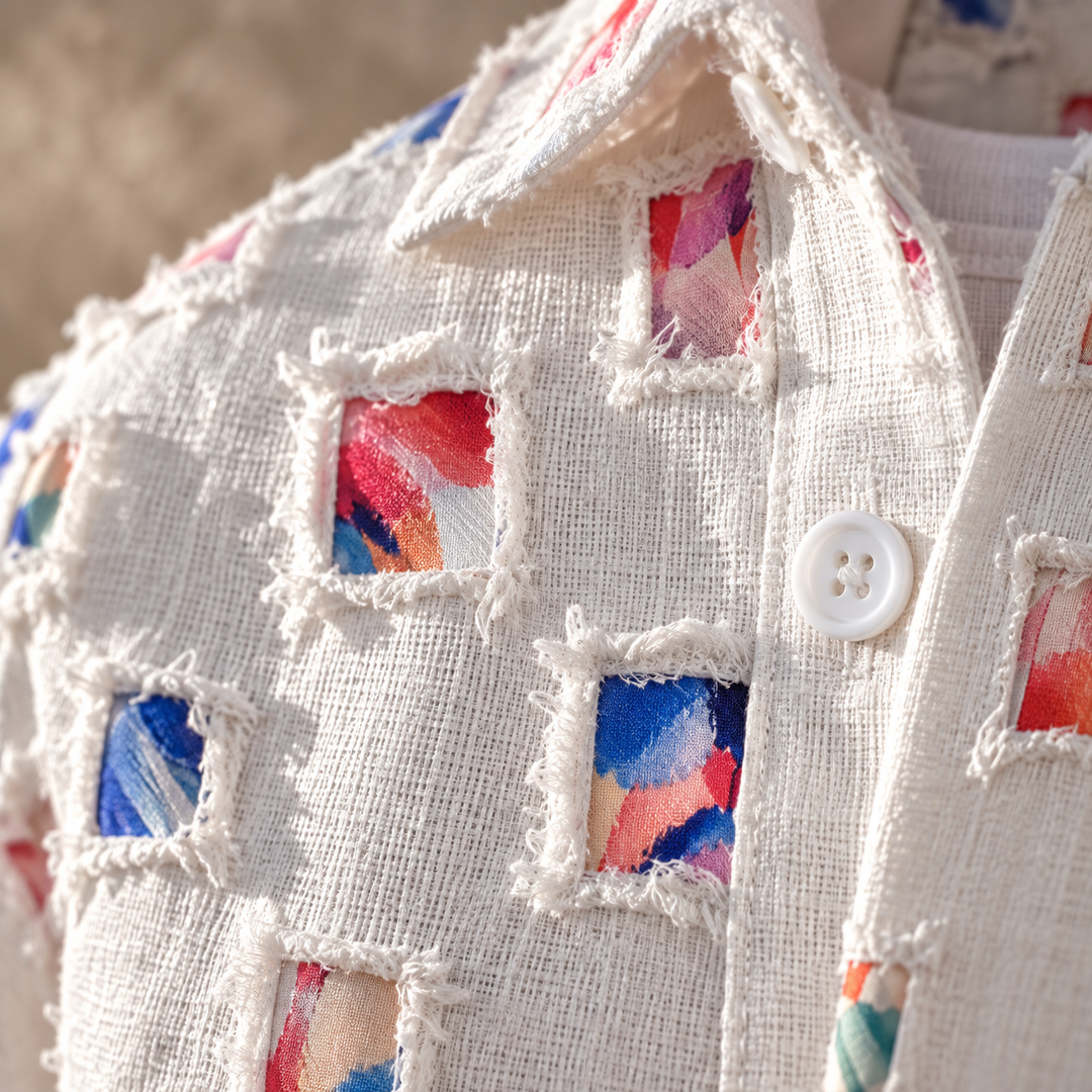 Lipsey - Chemise à manches longues boutonnée avec motif de carrés texturés