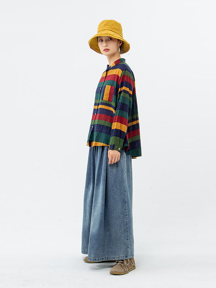 Aelina - Chemise À Manches Longues Rayée
