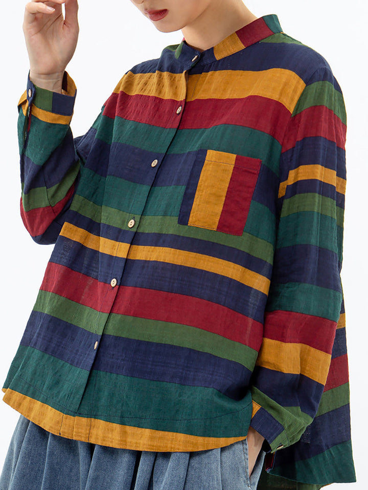Aelina - Chemise À Manches Longues Rayée