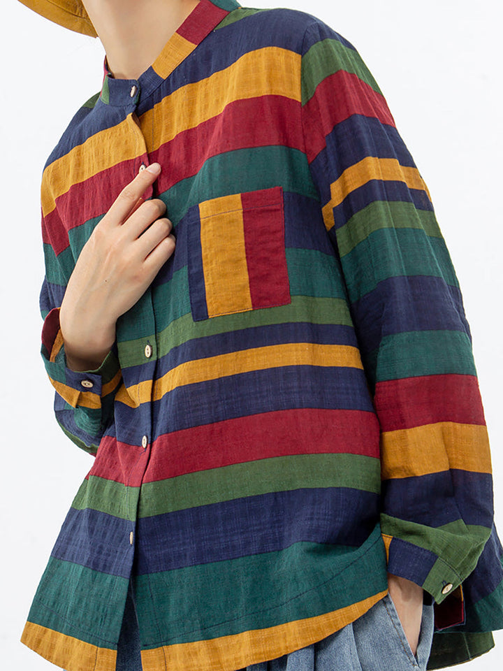 Aelina - Chemise À Manches Longues Rayée