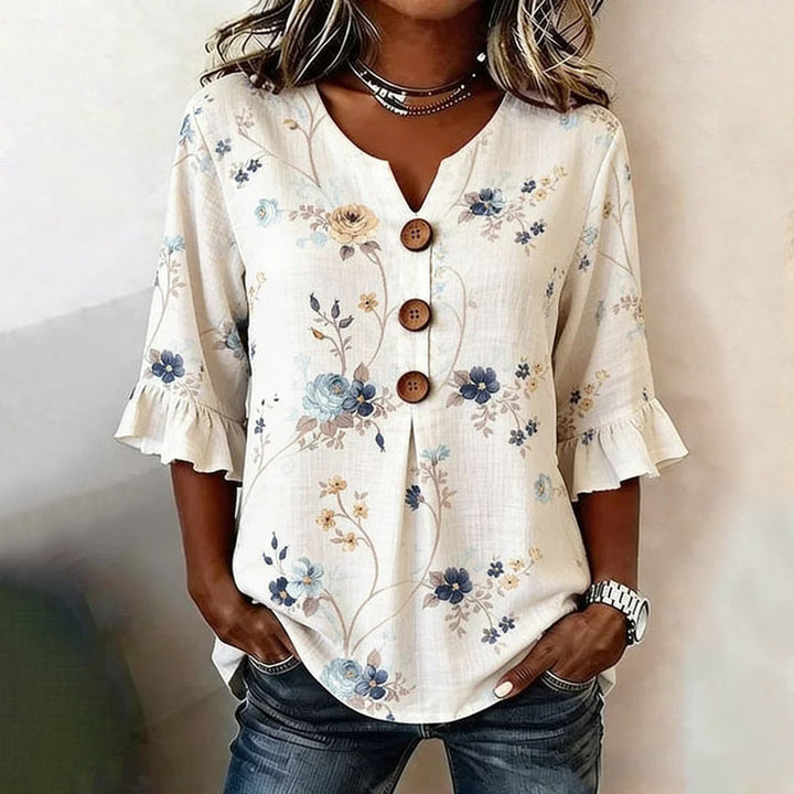 Kulap - Chemisier À Boutons À Motif Floral Et Manches À Volants