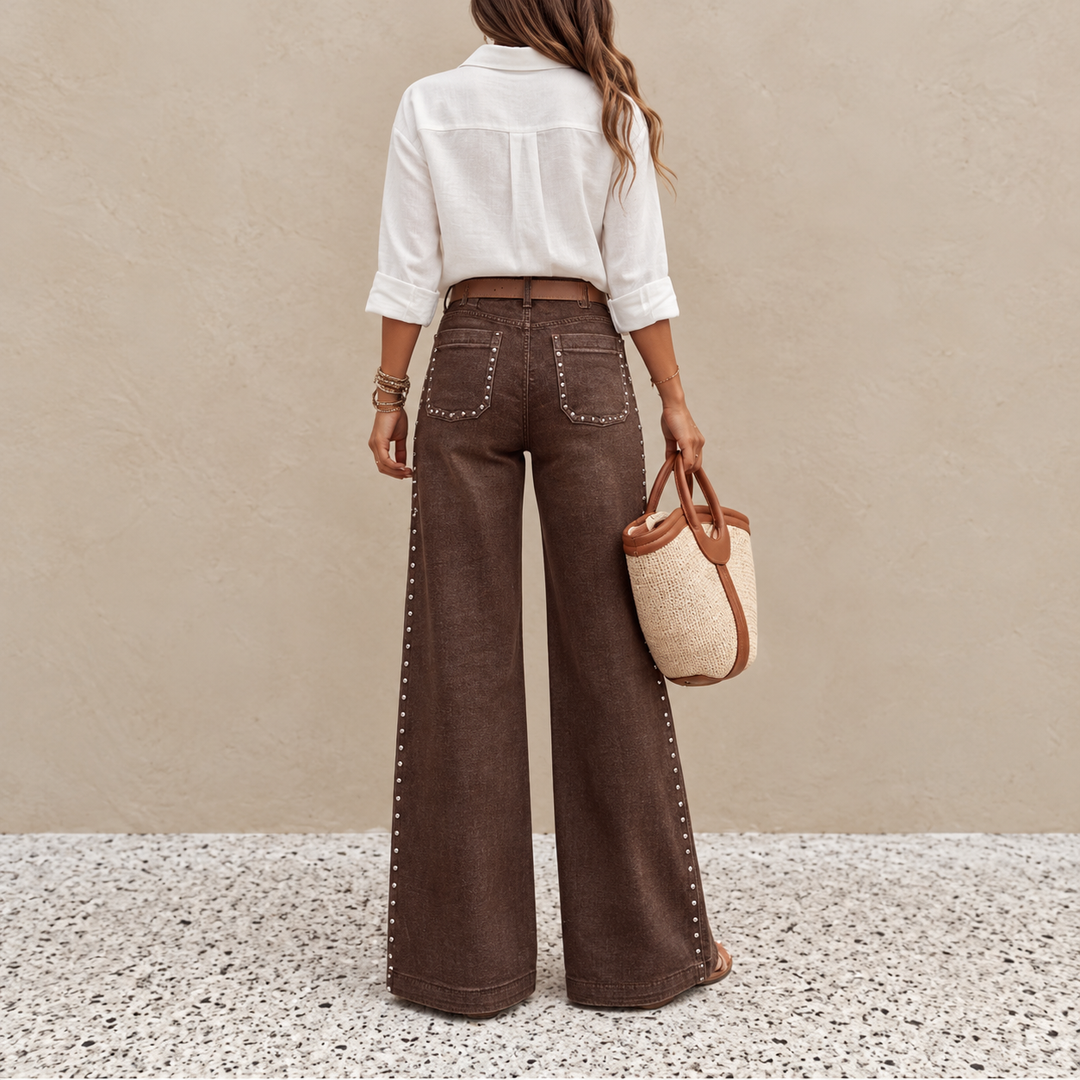 Magryta - Pantalon à Jambes Larges Avec Clous