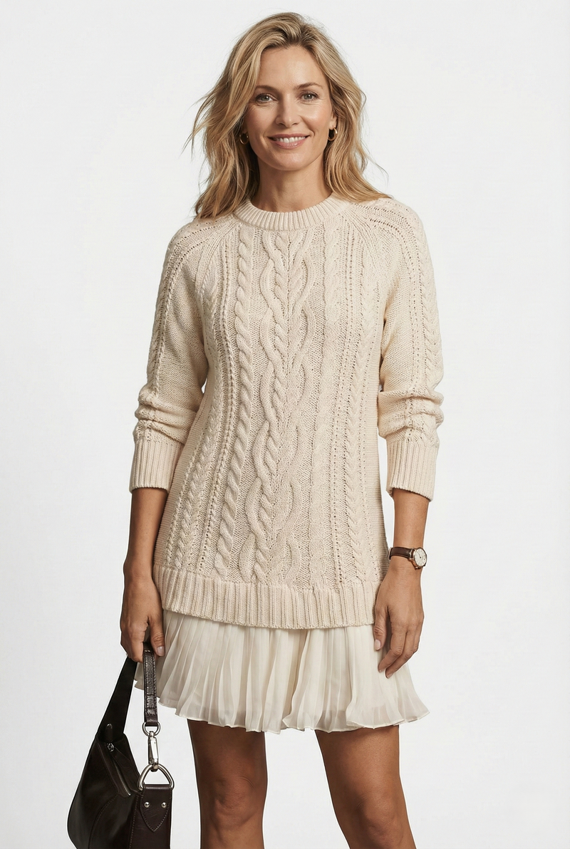 Dilin - Robe-pull en Maille Avec Motif Torsadé