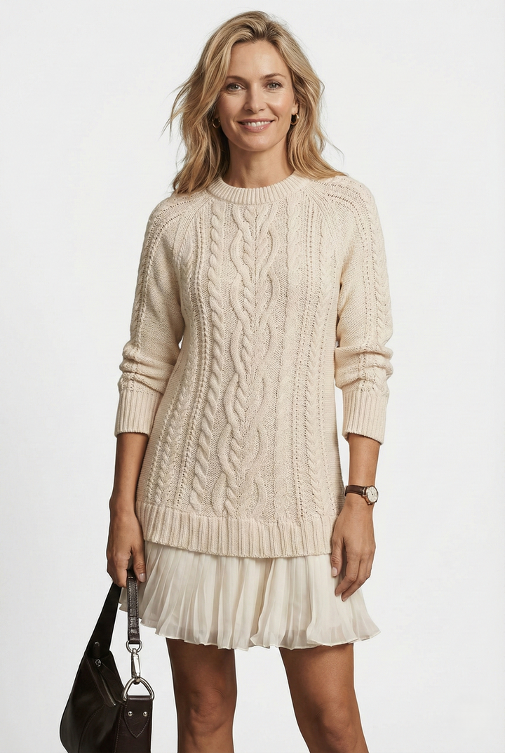 Dilin - Robe-pull en Maille Avec Motif Torsadé
