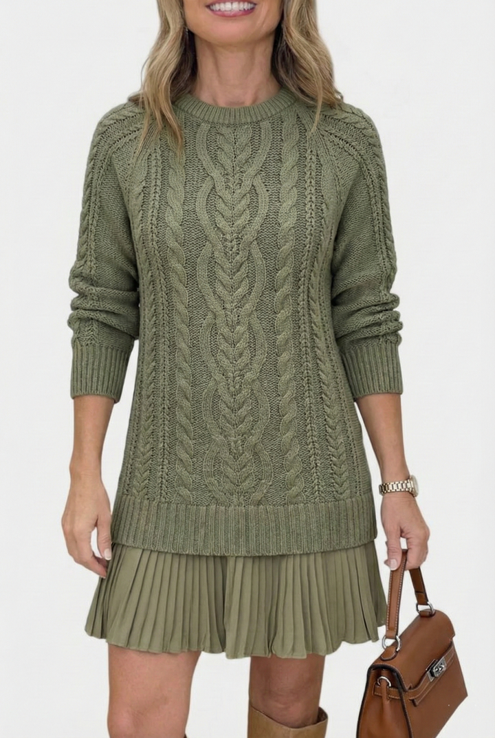 Dilin - Robe-pull en Maille Avec Motif Torsadé
