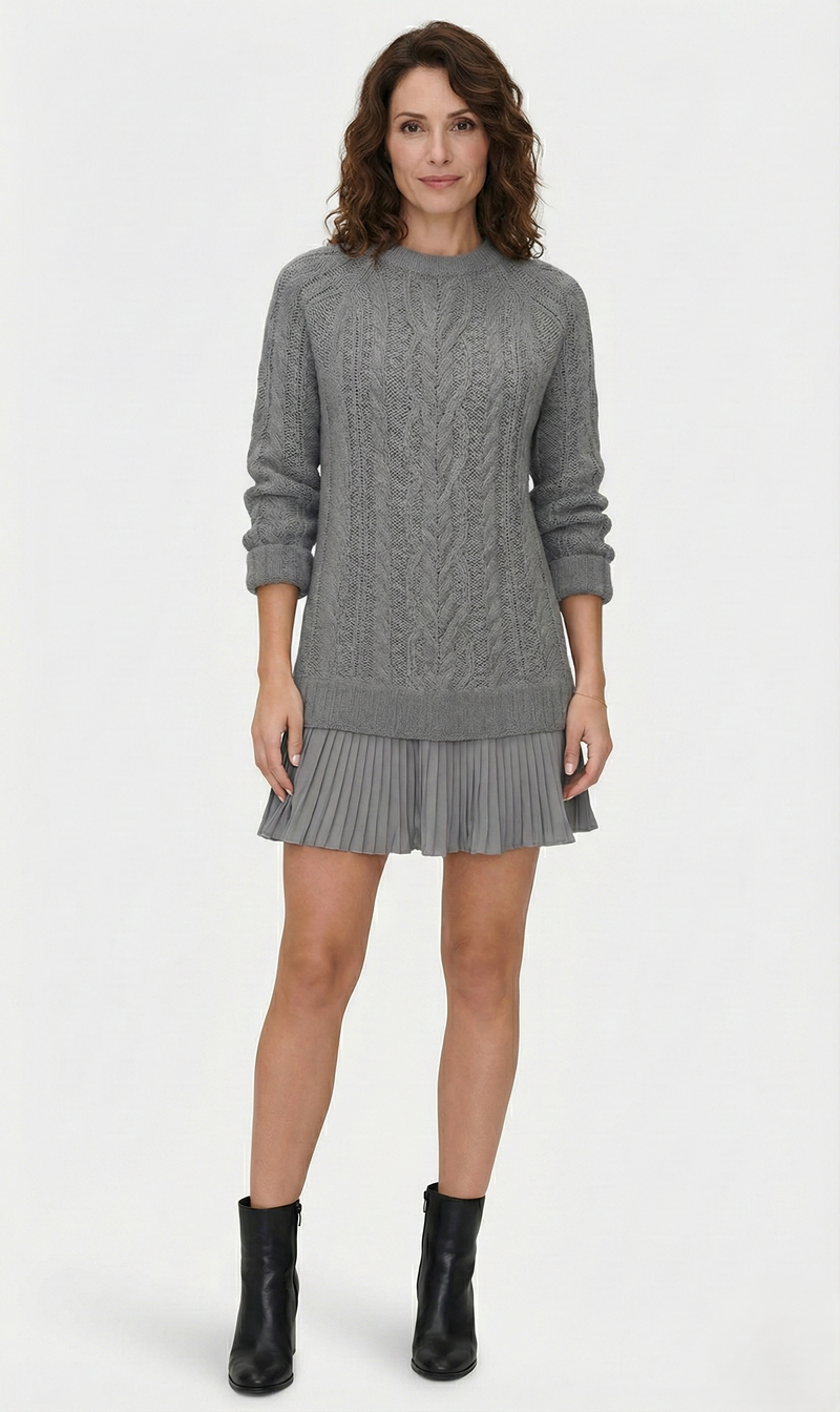 Dilin - Robe-pull en Maille Avec Motif Torsadé