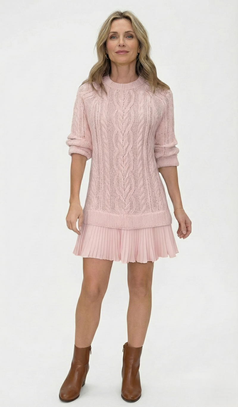 Dilin - Robe-pull en Maille Avec Motif Torsadé