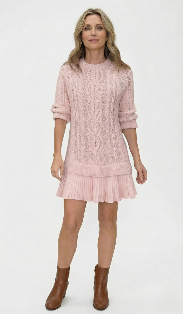 Dilin - Robe-pull en Maille Avec Motif Torsadé