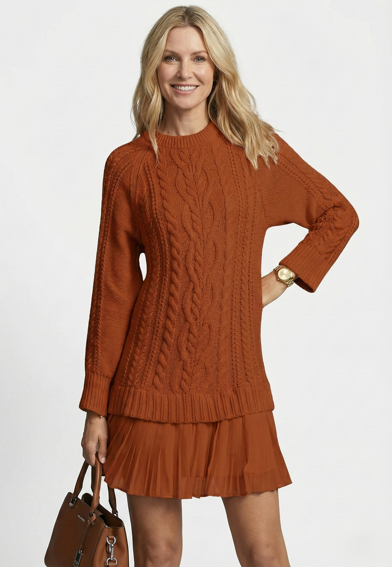 Dilin - Robe-pull en Maille Avec Motif Torsadé