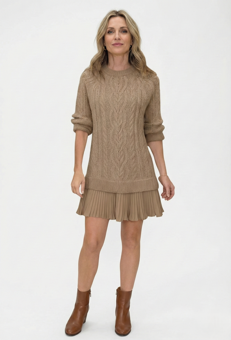 Dilin - Robe-pull en Maille Avec Motif Torsadé