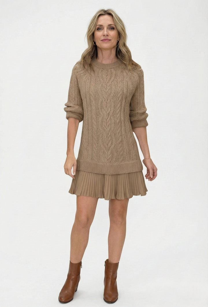 Dilin - Robe-pull en Maille Avec Motif Torsadé