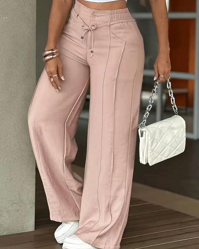 Fatuma - Pantalon Taille Haute À Jambes Larges