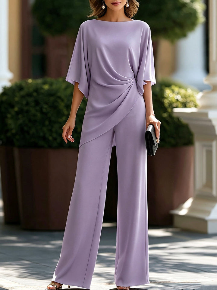 Siala - Chemisier Drapé Et Pantalon À Jambes Larges