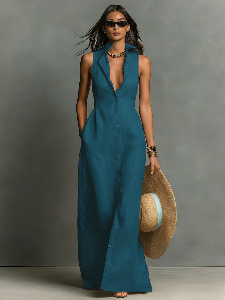 Hani - Robe-chemise en Lin À Boutons Sur Le Devant